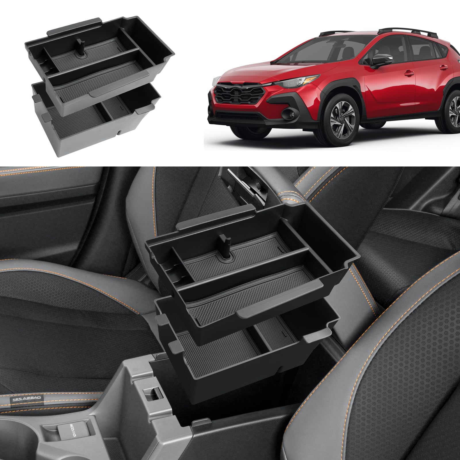 ECOZEN 2024-2025 Crosstrek Double Layer Center Console Organizer Box - 2024-2025 Crosstrek Car Accessories
