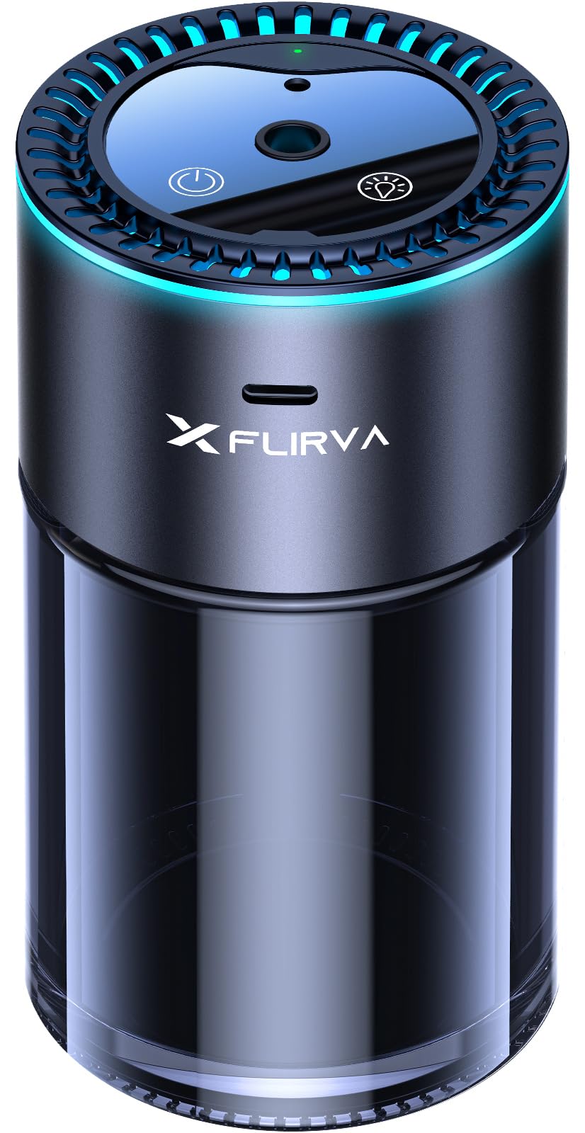【2000mAh大容量・180mL で 20 ヶ月持続】Flirva 車 アロマディフューザー（特許取得の超音波式・静音・連続モード特許・詰まりにくい超微細ミスト・液だれ防止）8色雰囲気ライト 自動ON/OFF コードレス アルミ合金ボディ ホワイトムスクの香り フランス産天然香料 F26 PLUS 車 芳香剤... — ブランド: Flirva