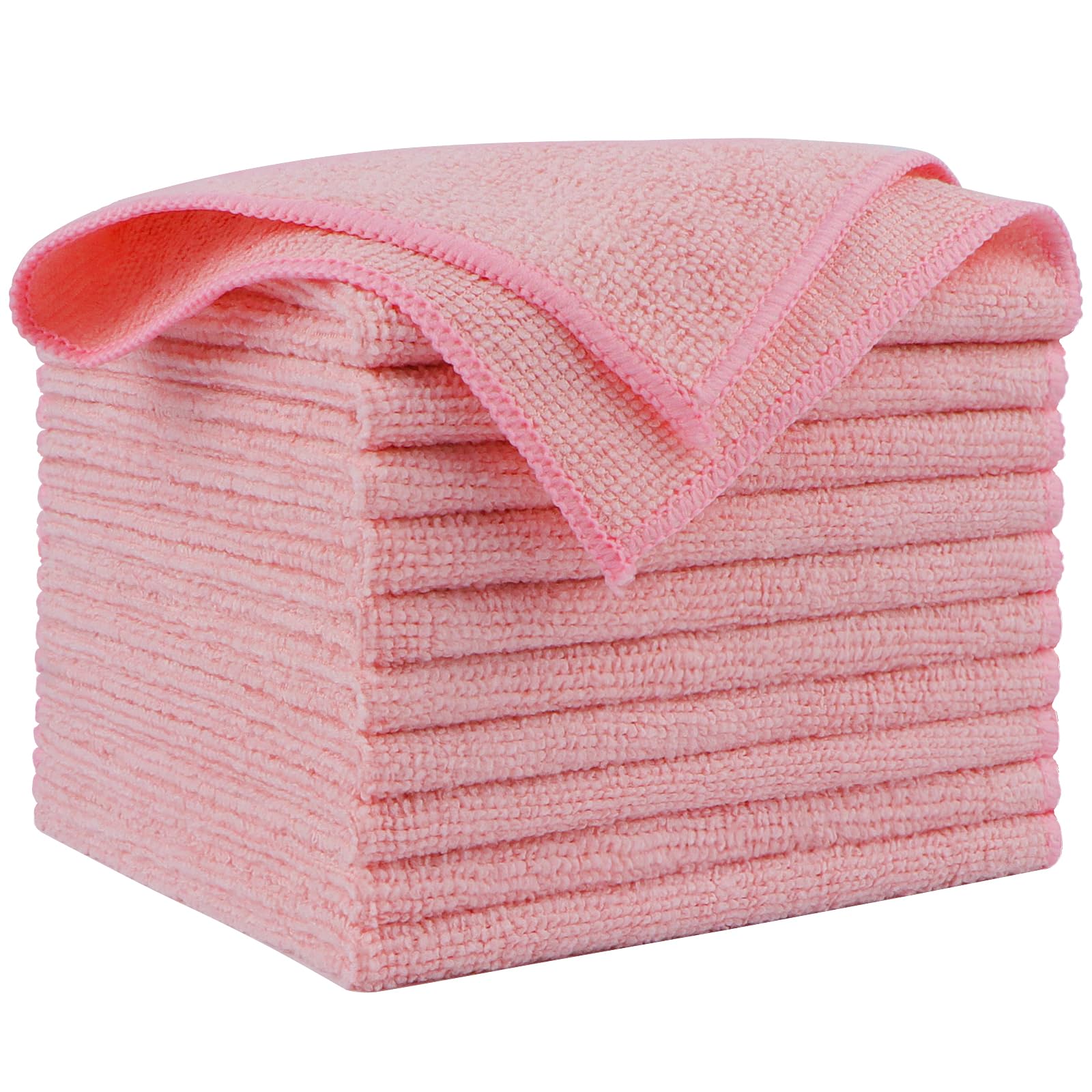 AIDEA Microfiber Cleaning Cloth Pink 10PK, Microfiber Towels 12×12" | Premium Car Cloths, Dusting Cloth Cleaning Rags, Cleaning Towels for SUVs, House, Kitch... — Aidea
