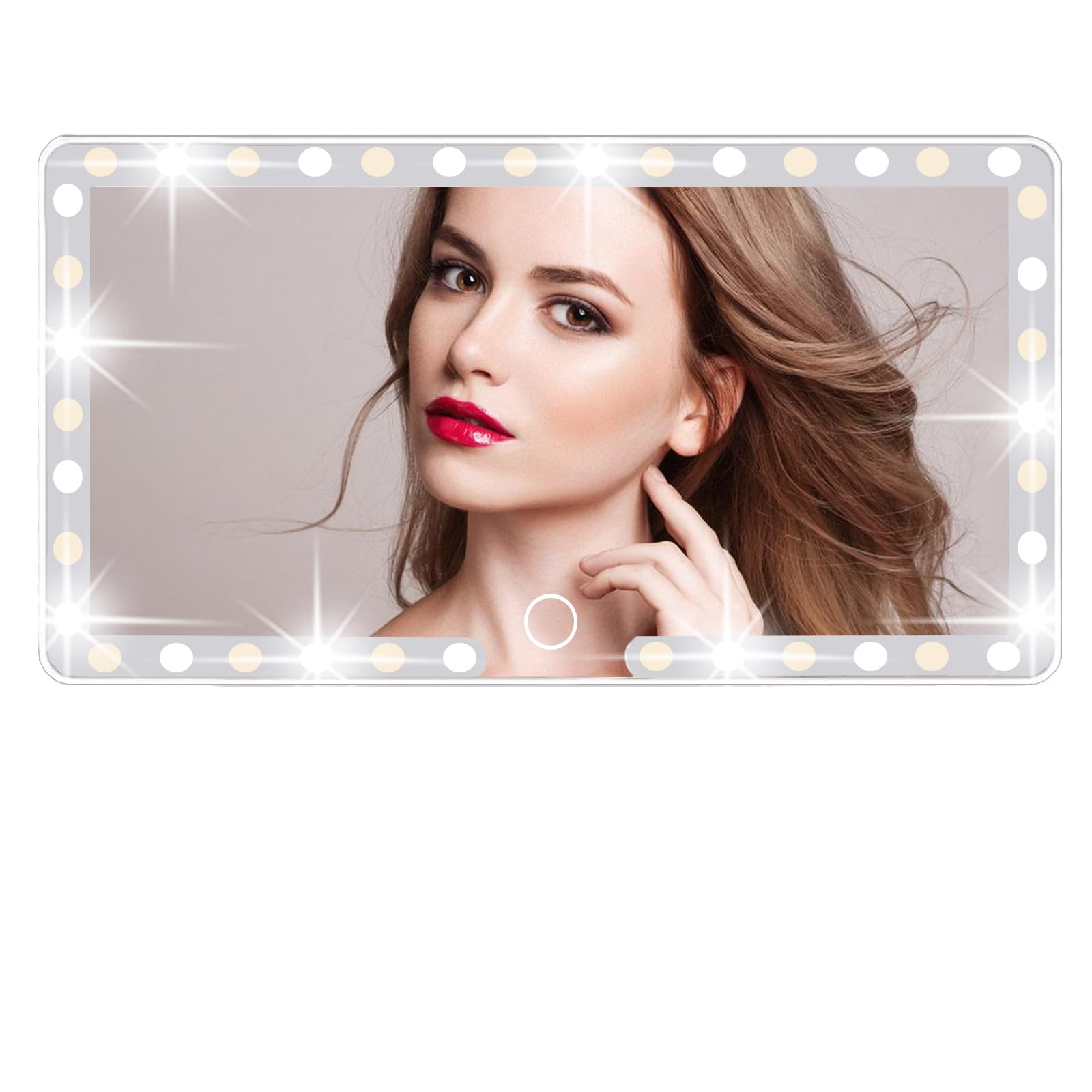 Car Sun Visor Vanity Mirror, 3 Light Modes & 60 LEDs, Rechargeable Dimmable Touch Screen Travel Makeup Mirror,Universal for Truck SUV-Car Accessories Essenti... — Deluxsa
