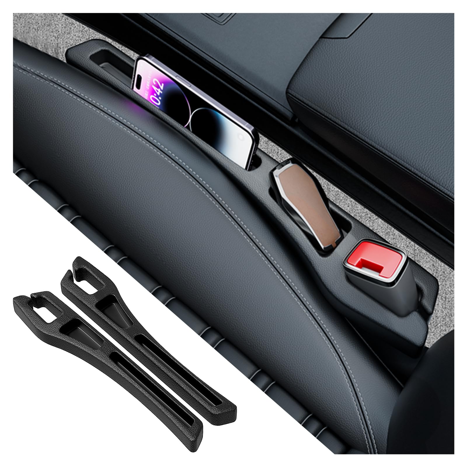2PCS Car Seat Gap Filler Organizer,2 in 1 Car Gap Filler (Black) | Multifunctional Design,Fill and Storage Function for Storing Phones Keys Cards,No Drop Sea... — Ygdmd
