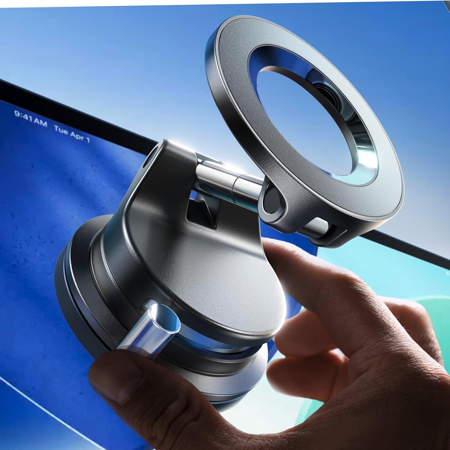 LISEN for MagSafe Car Mount [3800gf Strong Magnet & 90+LBS Suction] 360° Adjustable Vacuum Magnetic Phone Holders for Your Car, for Note 18 iPhone 17 Pro Max... — Lisen