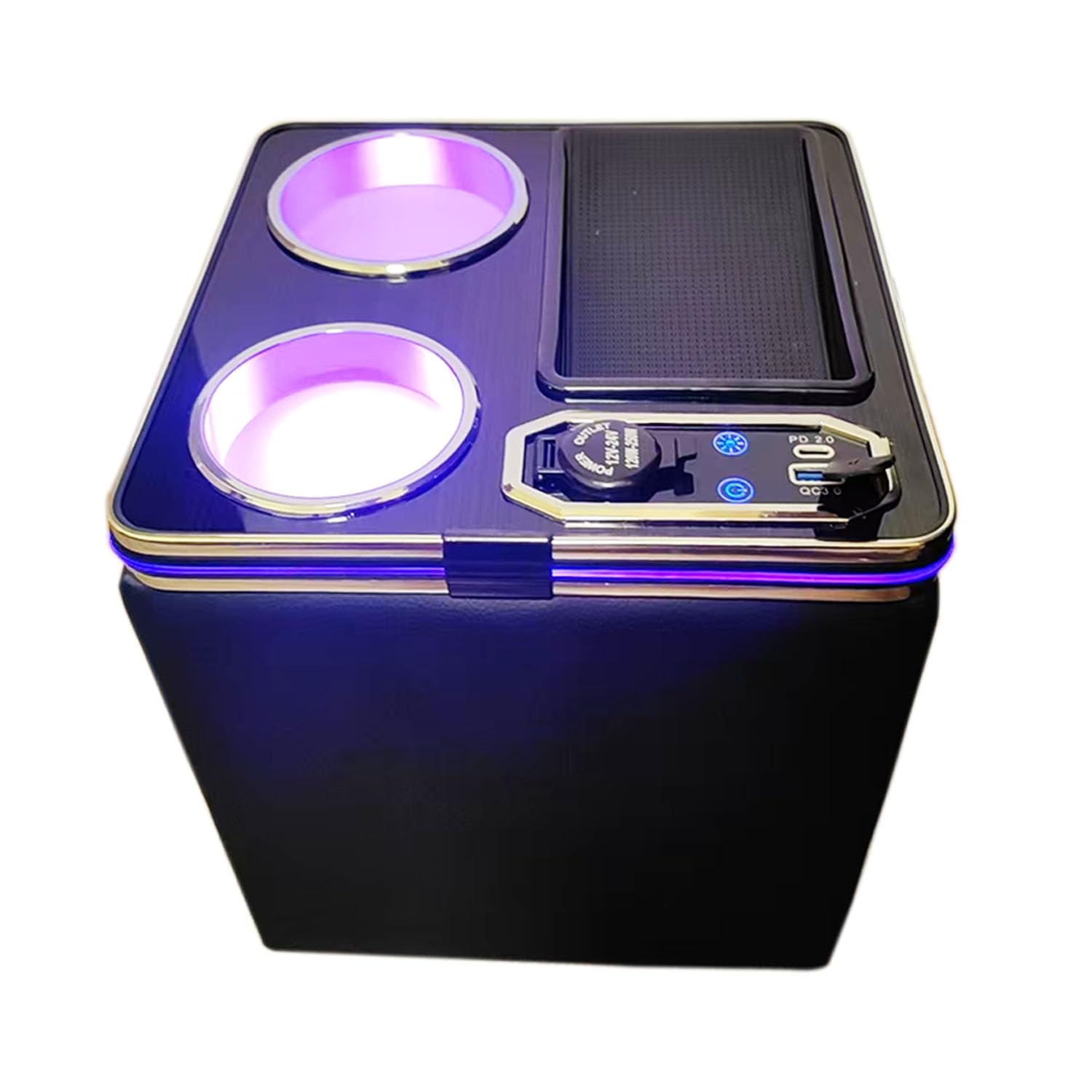 N-BOX JF5/JF6用 コンソールボックス ドリンクホルダー N-BOXカスタム JF5/JF6 センターコンソール 呼吸ランプ7色変換 明るさ調整 Type-C QC3.0 USBポート付き エヌボックス 車内収納ボックス HONDA NBOXカスタムパーツ 車種専用設計 2023 (令和5)年10月～