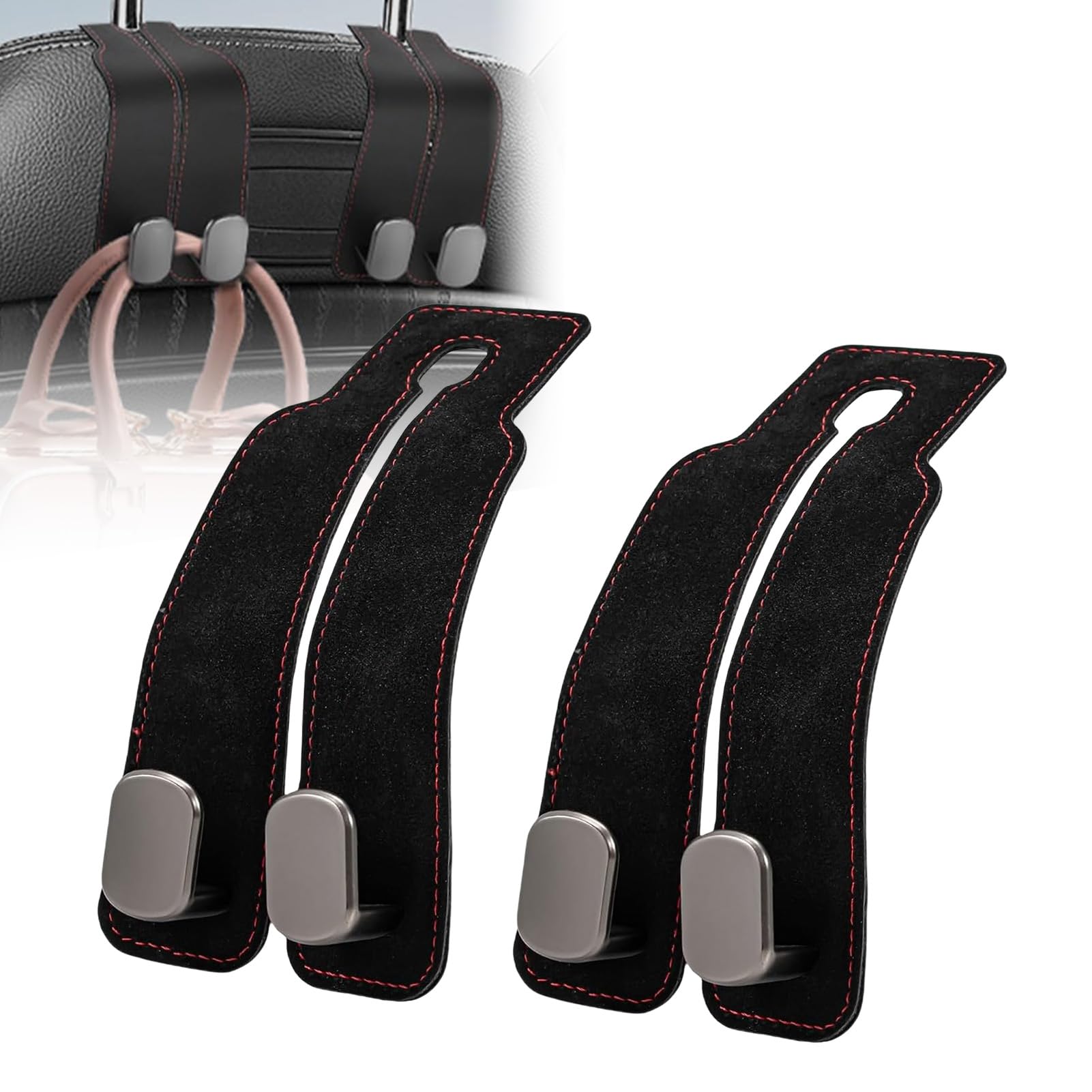 2PCS Car Bag Hooks, Multifunctional Back Seat Hooks | Leather Car Seat Organiser Hooks for Headrest for Hanging Bags, Purses and Handbags — Debbery