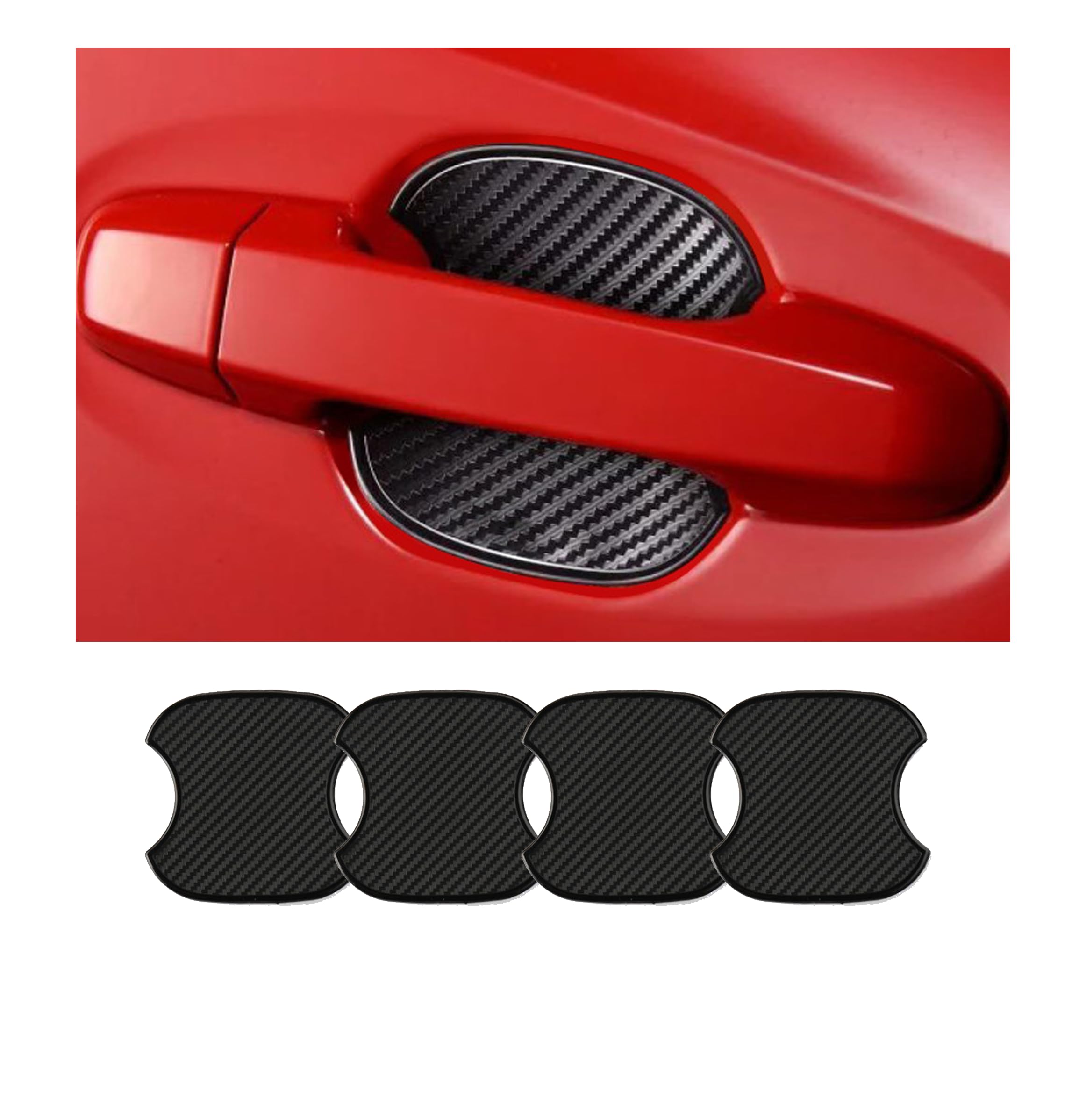 4PCS Car Door Handle Cup Scratch Protectors, TPU Carbon Fiber Door Bowl 3D Sticker, Handle Paint Cover Guard Pad, Universal Door Handle Protective Film for M... — Tioollev