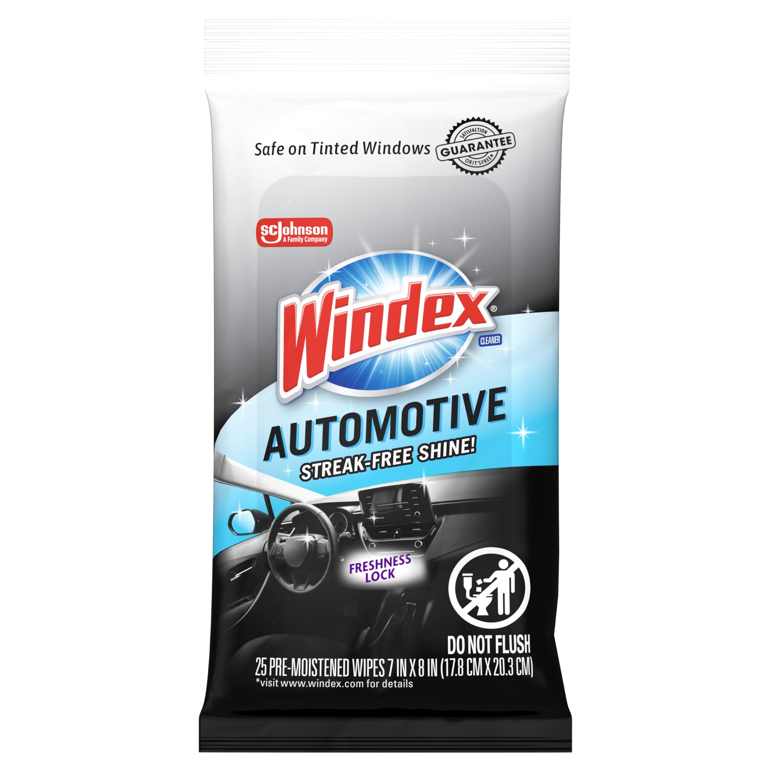 Windex Auto Wipes for Car Windows, Mirrors and Screens, Pre-Moistened Car Cleaner Wipes for Quick Streak-Free Shine, Guaranteed Safe for Tinted Windows and E... — Windex