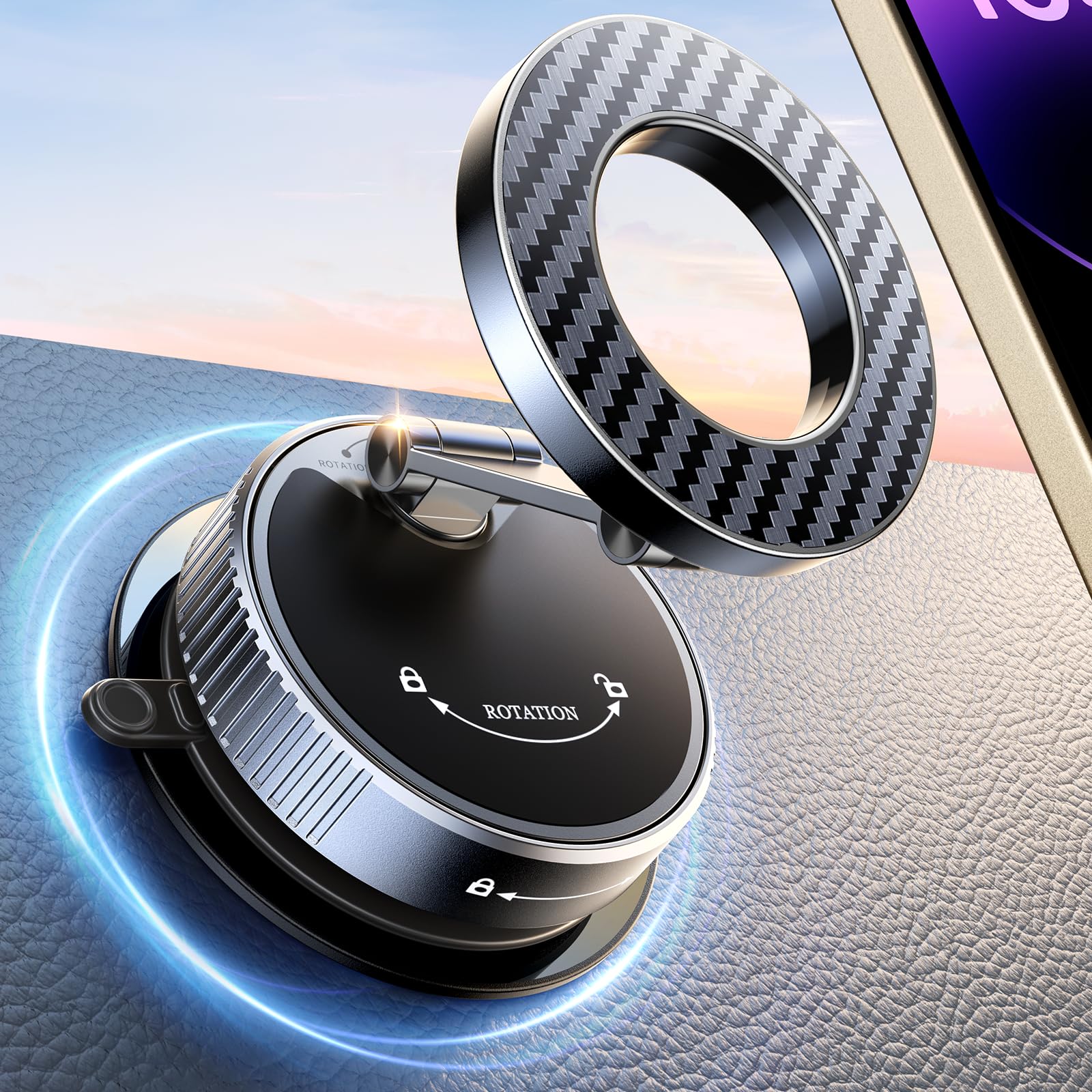 Mohard Vacuum Magnetic Mobile Phone Holder Car for MagSafe Car Mount, 2026 Upgraded [Nano Gel + Suction Cup] Mobile Phone Holder Car Car, 360° Rotatable Fold... — Mohard