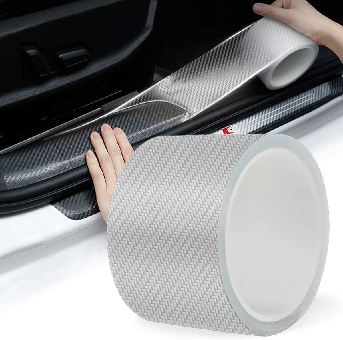 Kmils Carbon Fiber Car Door Sill Protector Strip, Anti-Scratch Adhesive Tape for Car Interior/Exterior, Waterproof & Durable Auto Protection Film (5cm x 5m)... — Kmils
