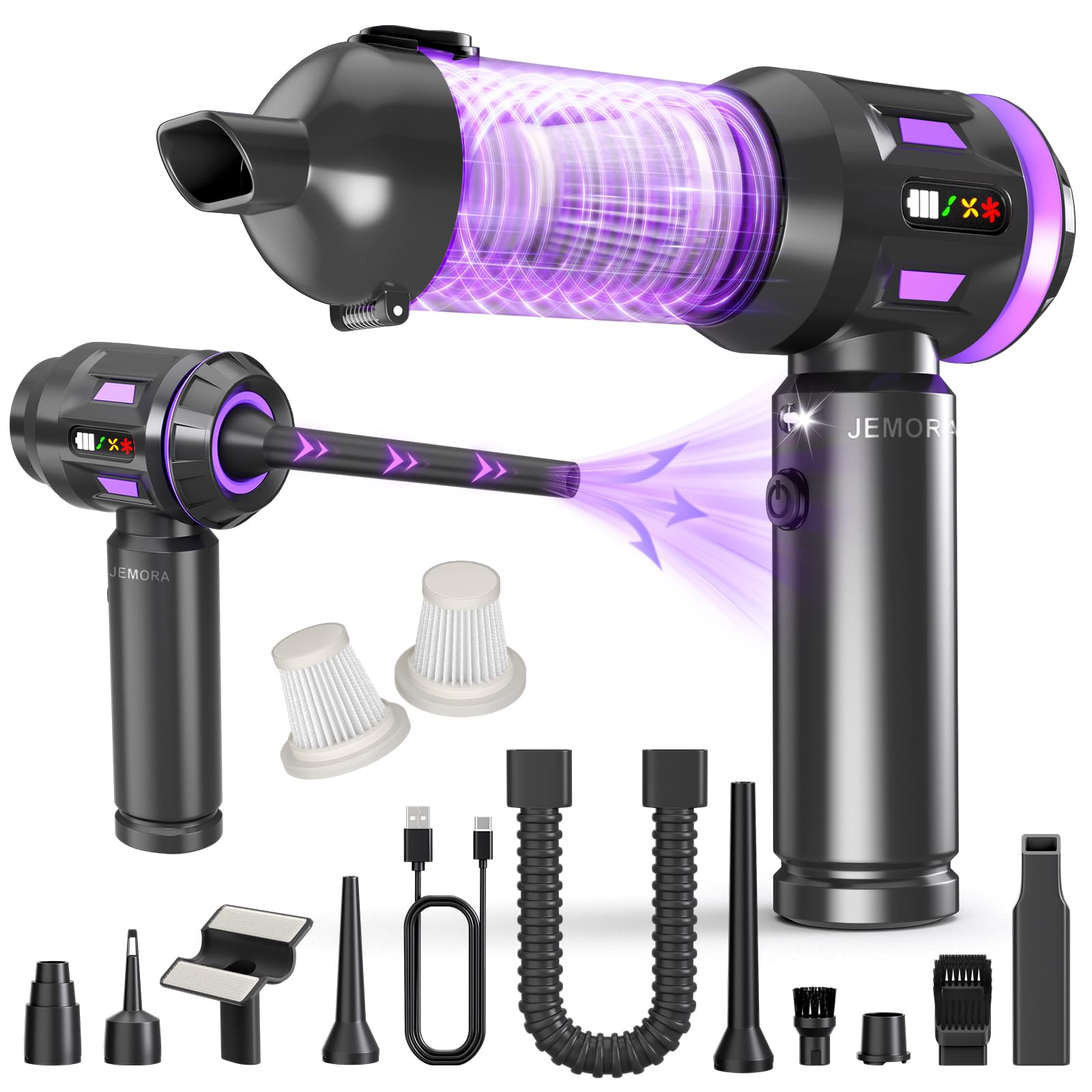 Handheld Vacuum Cleaner, 22000Pa Car Vacuum Cleaner Cordless Powerful with 2-in-1 Suction and Blower Function, Car Hoovers Cordless Powerful for Office, Home... — Jemora