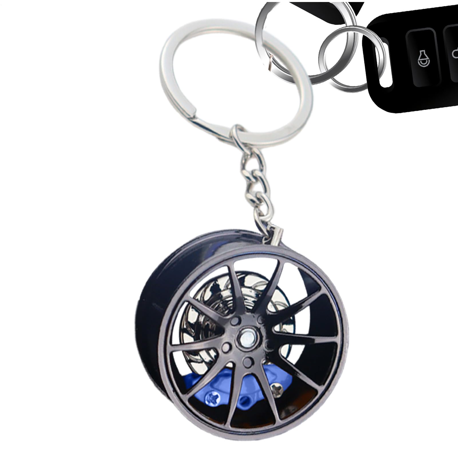[Frfik] Wheel Hub Keychain - Wheel Tire Rim Keychain | Metal Auto Parts | Wheel Hub 0.67 Inches Hub Modified Car Key Chain Key Ring Pendant For Men Gift Jewe... — ブランド: Frfik