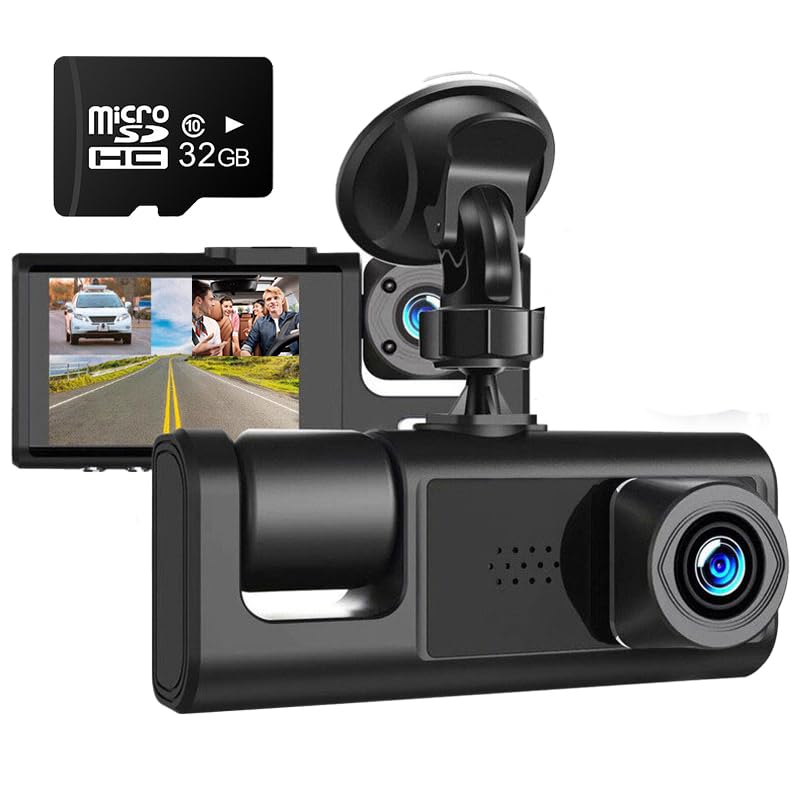 ドライブレコーダー ドラレコ 3カメラ 配線不要 HD1080P 300万画素 フルHD 前170°車内120° 広範囲 ループ録画 日本語 (ドライブレコーダー) — ブランド: Tisannnotenn