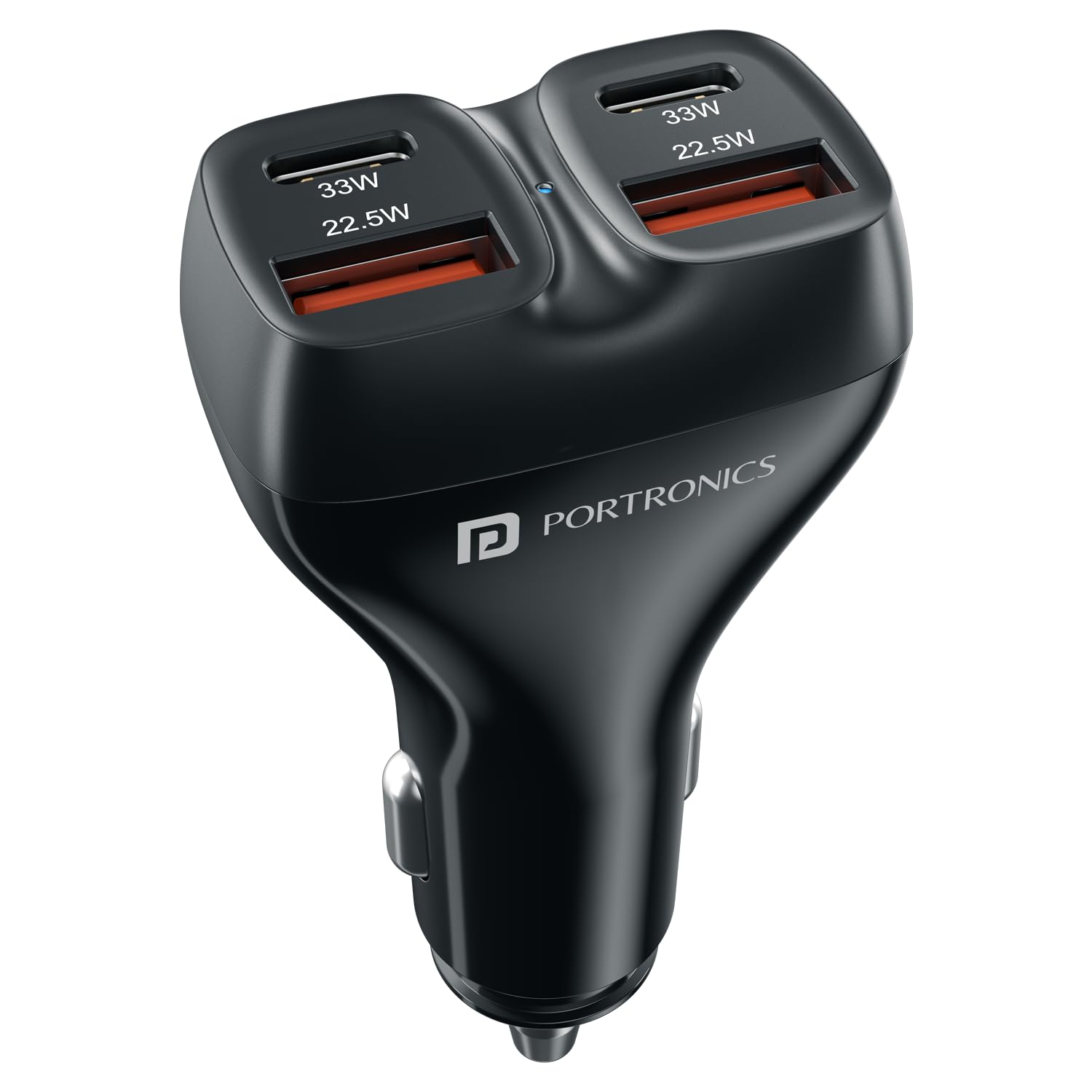 Portronics Car Power Quard 111W Car Charger, 4 Ports Fast Car Charger, Dual 33W Type-C PD, Dual 22.5W USB-A, Charge 4 Devices Simultaneously, for Smartphones... — Portronics