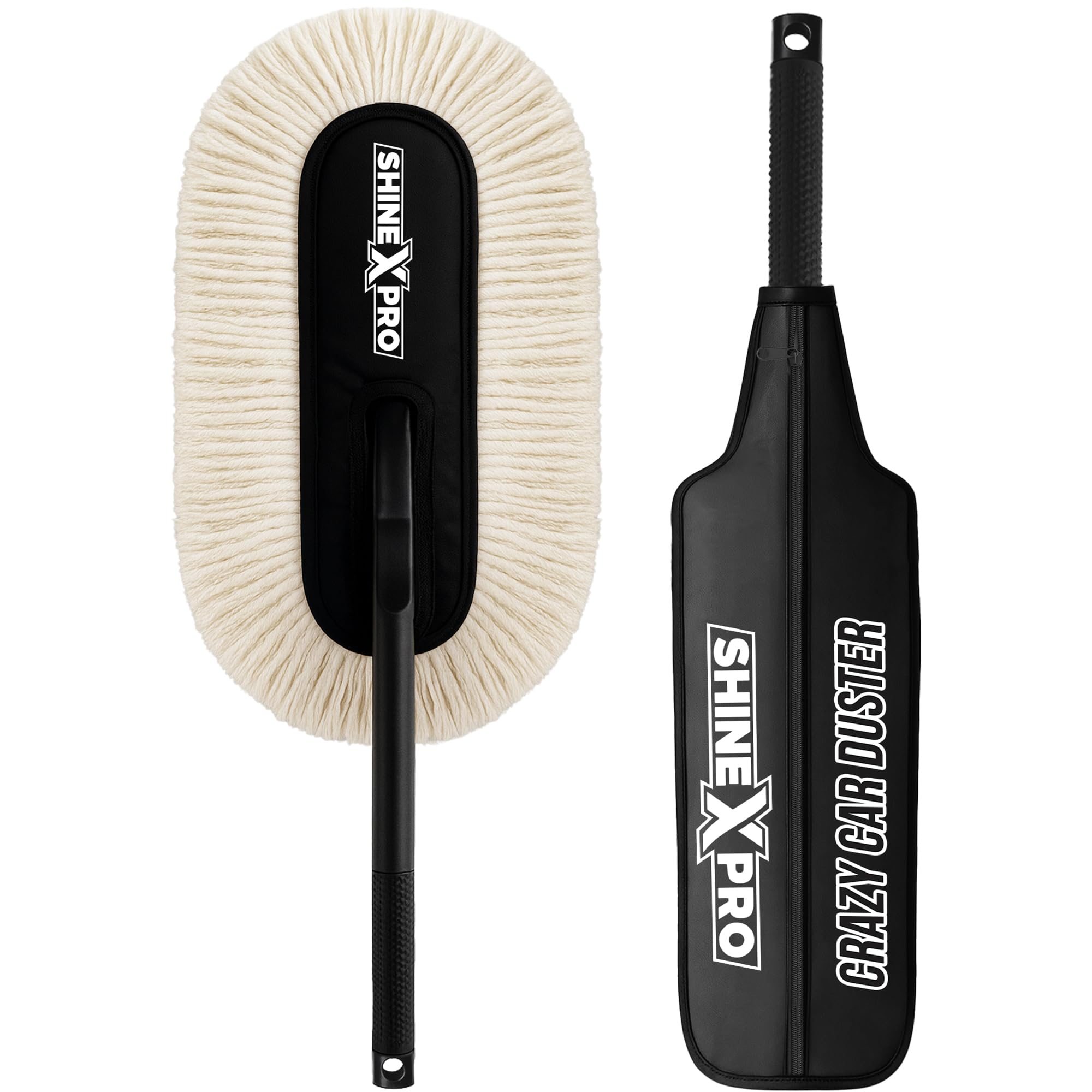 - ShineXPro Car Duster - Lint-Free & Scratch-Free Car Cleaner Brush with Long Handle - Car Dust Cleaner features Paraffin Wax Coating for 2x better Cleaning... — Shinexpro