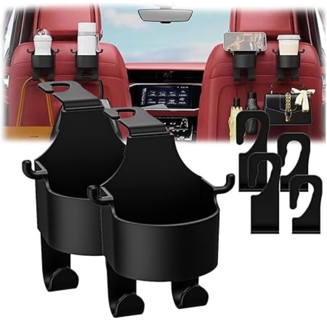 Cup Holder for Car Back Seat | Car Cup Holder Accessories with Car Seat Hook & Car Hook | Car Seat Hook Bag Holder | Car Seat Headrest Hook | Car Seat Access...
