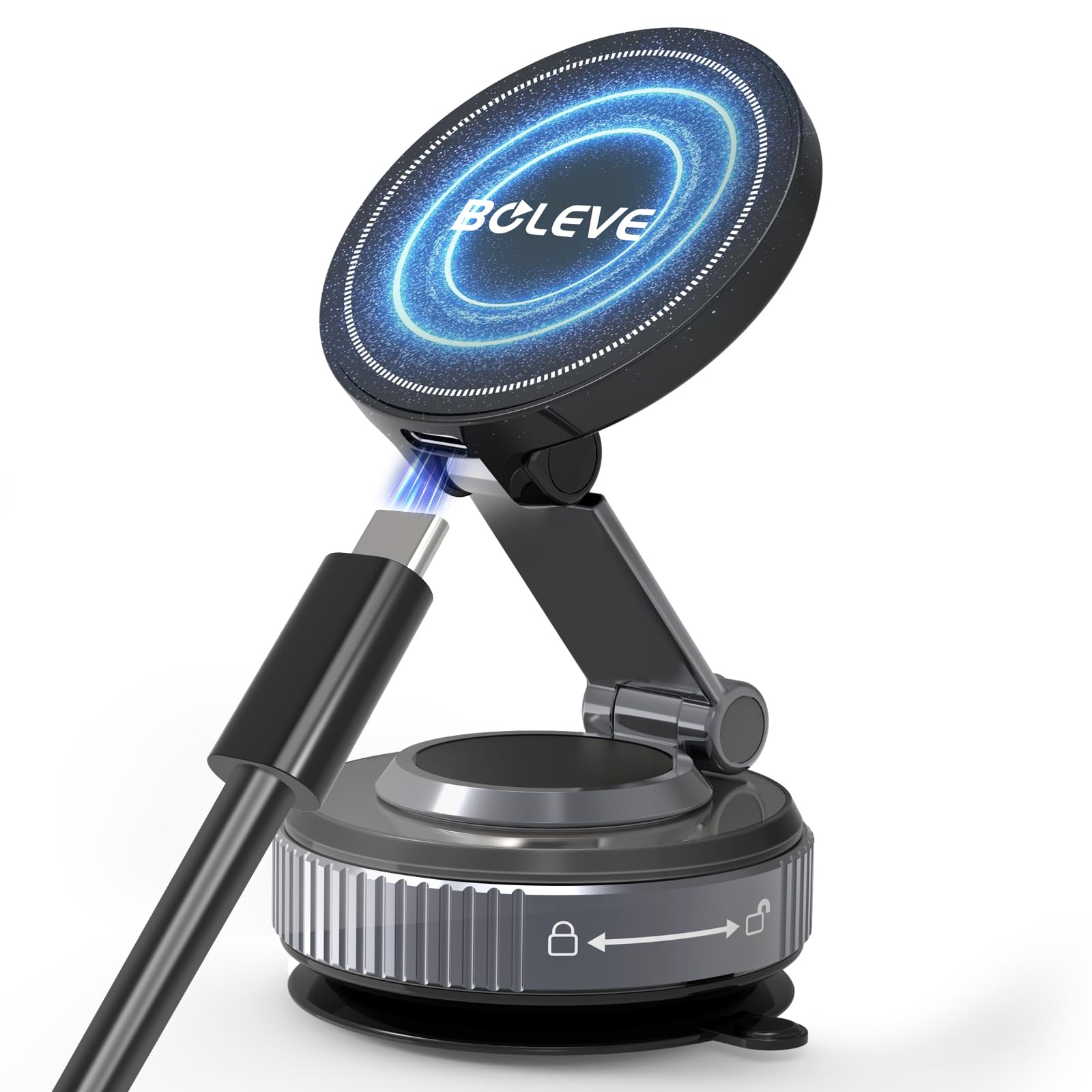 Boleve【15W急速充電・360°回転】スマホホルダー 車 ワイヤレス充電 マグネット【ナノジェル吸盤】MagSafeホルダー 超強N55磁石 | 折りたたみ式 カー用品 片手操作【非MagSafe機種OK/吸盤水洗いOK/革もOK/跡残らず】iPhone 17/iPhone 17 Pro/iPhone 16... — Boleveのストアを表示