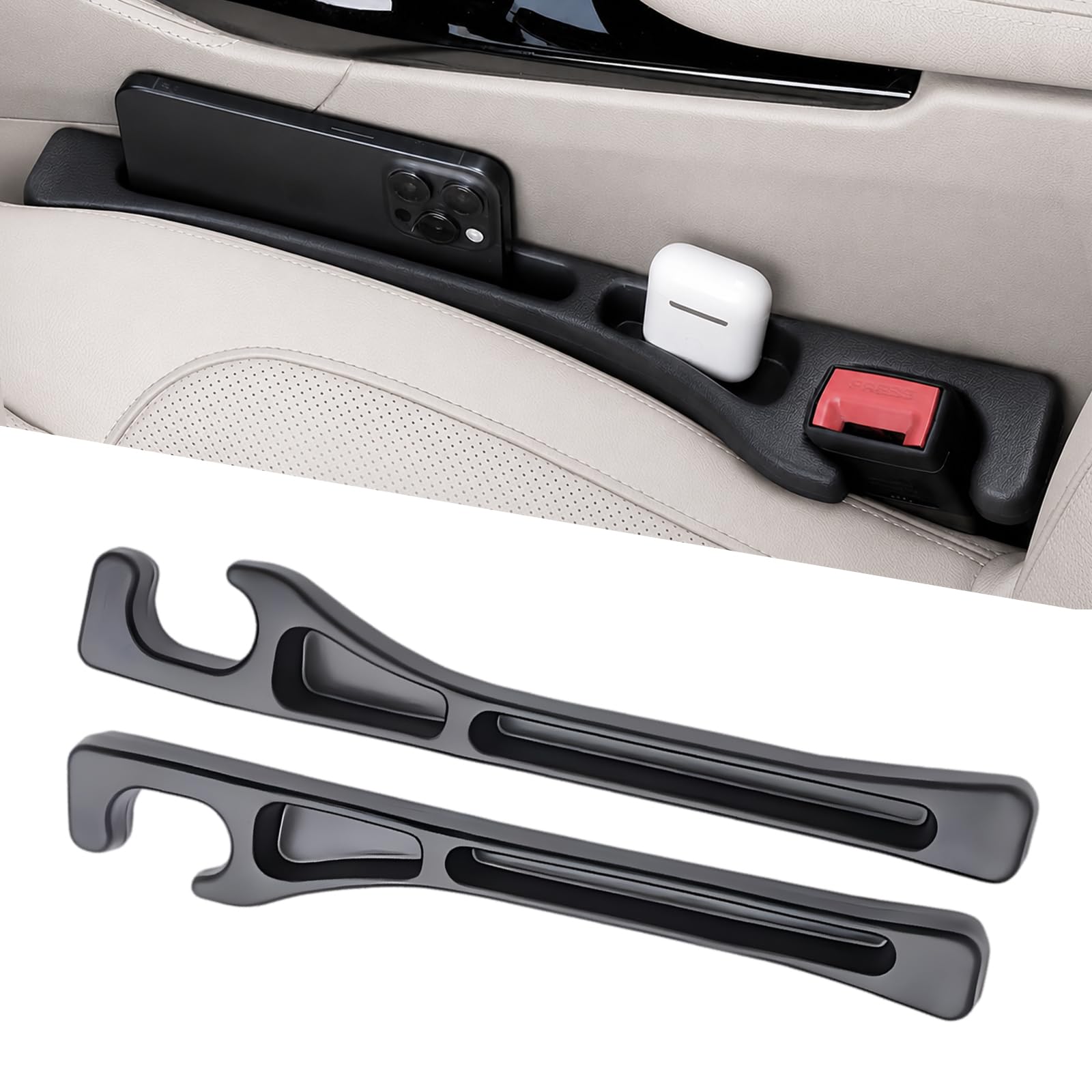 Car Seat Gap Filler Organizer 2 PCS Black Universal Seat Gap Plug Blocker Anti-Drop Console Catcher Phone Keys Storage for Car Truck SUV Auto Accessories Style2 — Mtabcty