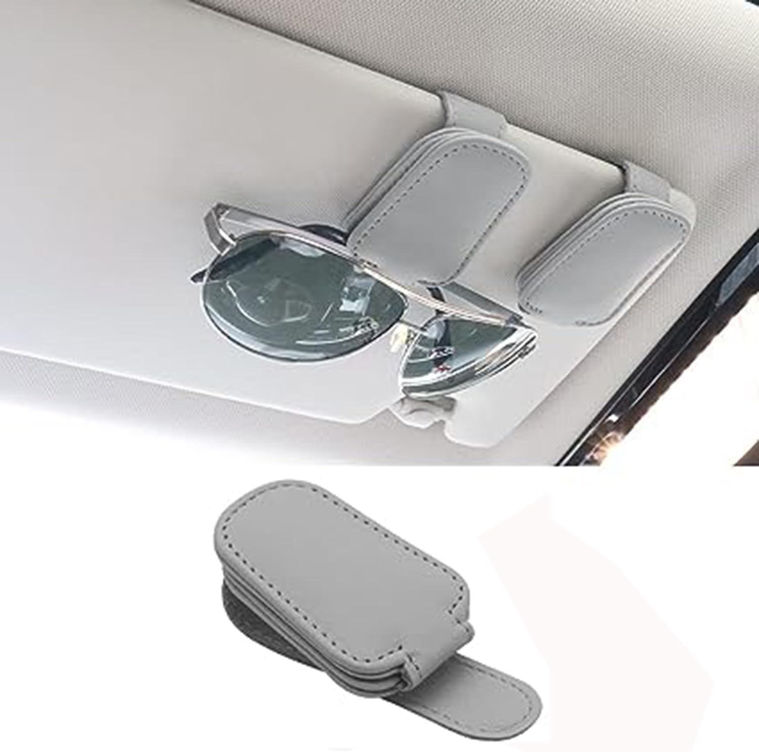 Sunglass Holder for Car Sun Visor, Magnetic Leather Glasses Eyeglass Hanger Clip for Car,Sunglasses Holder and Ticket Card Clip Visor Auto Interior Accessori... — Crentrova
