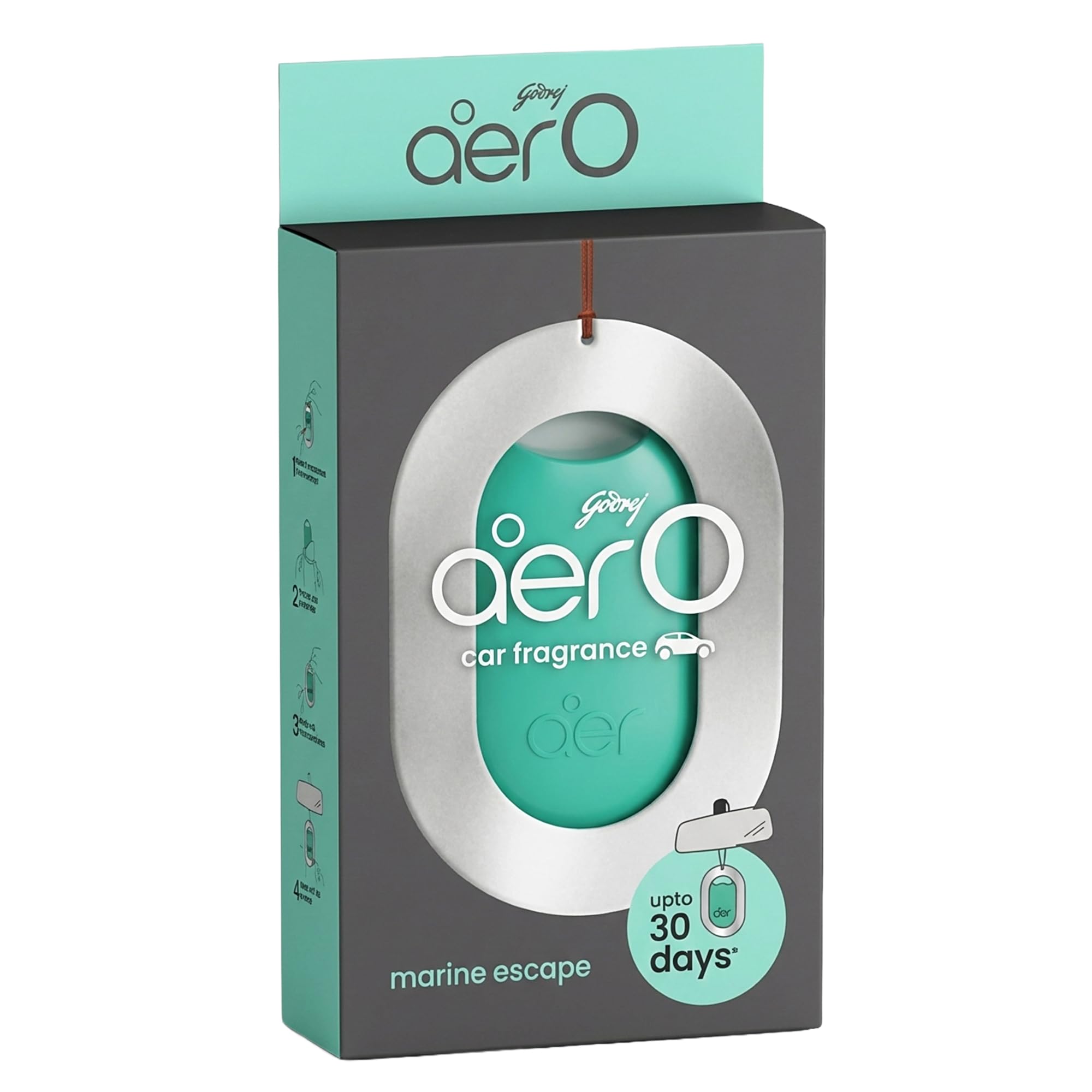 Godrej aer O – Hanging Car Air Freshener – Marine Escape - Pack of 3 (22.5g) | Gel Lasts up to 30 days | Car Accessories — Godrej Aer