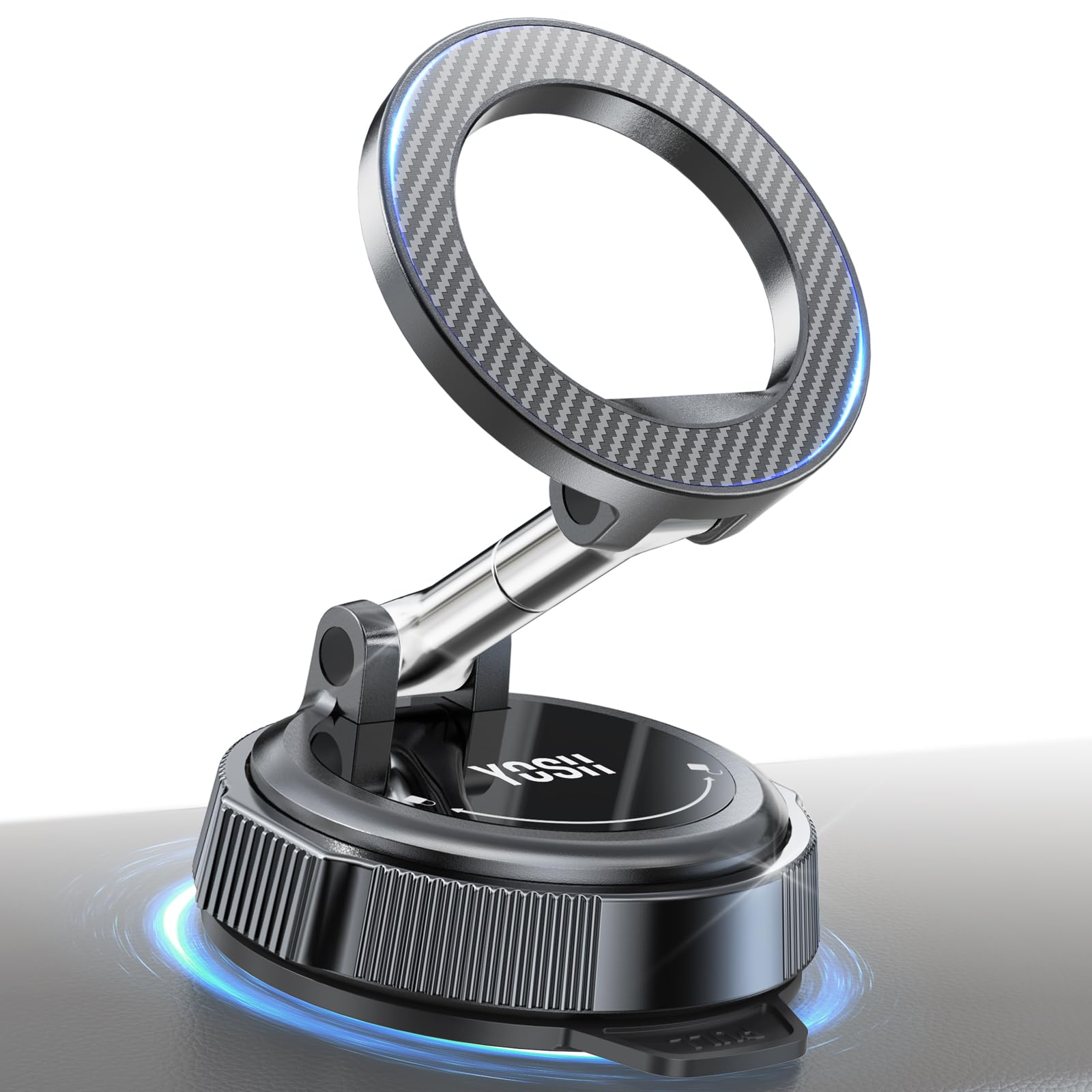 YOSH for MagSafe Car Mount, Magnetic Phone Holder for Cars | Super Vacuum Suction & 22×N56 Magnets, 360° Rotating Longer Arm for Dashboard & Windscreen, for... — Yosh