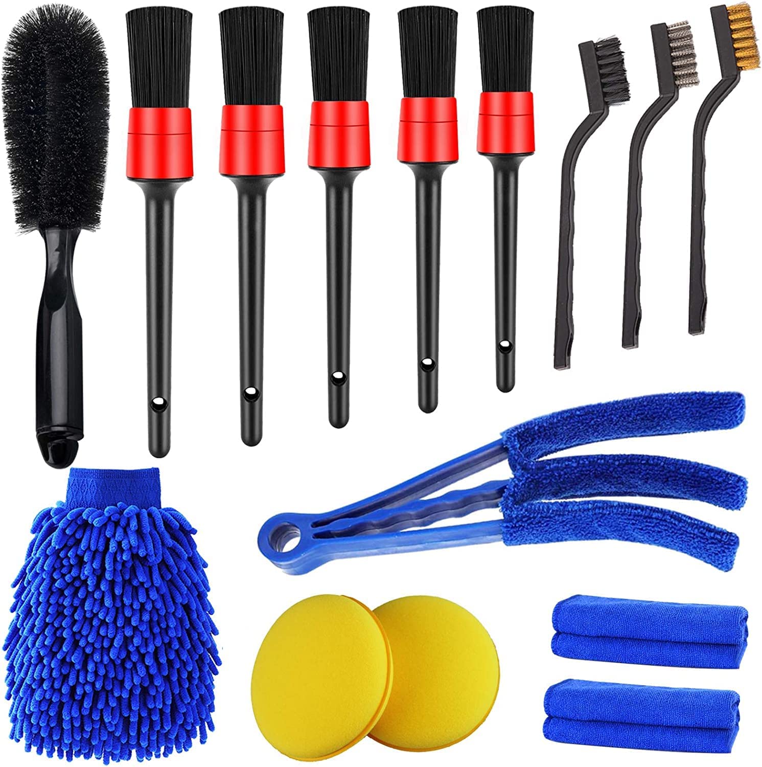 15 Pcs Car Cleaning Tool Kit | Interior & Exterior Auto Detailing Brush Set for Wheels, Tyres, AC Vents, Leather Seats, Engine Bay, Door Panels & Signs | Pro... — Wishbone