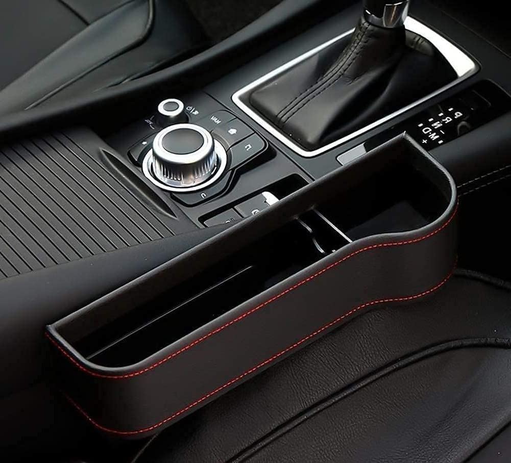 PU Leather Car Seat Gap Organizer with Cup Holder – Anti-Drop Storage Box with Charging Port for Phone, Keys & Wallet