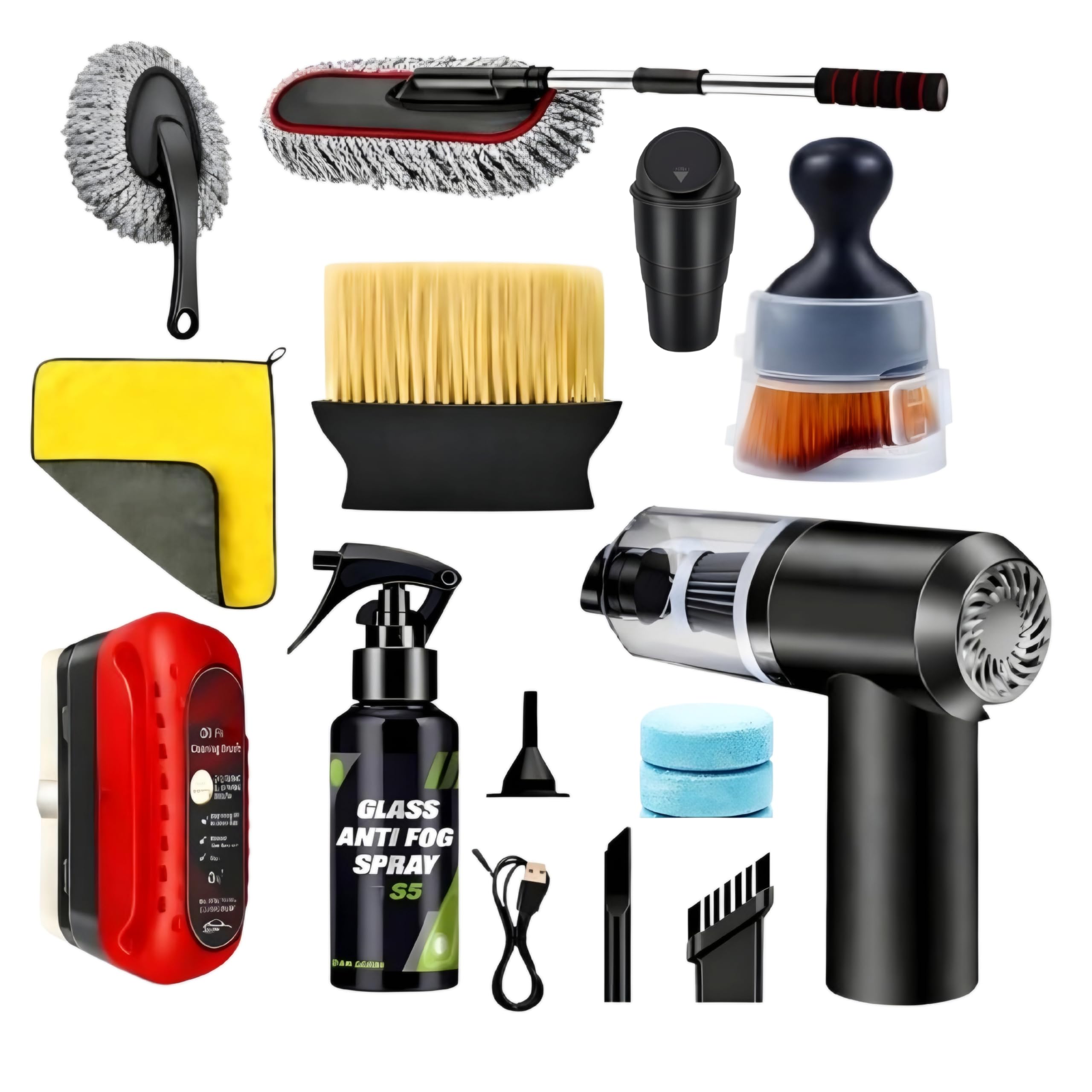 Venozo10 PCS Car Cleaning Kit Combo Car Vacuum Cleaner | Complete Car Interior Cleaning Kit | Car Duster, Detailing Brush, Anti Fog Spray & Microfiber Cloth,...