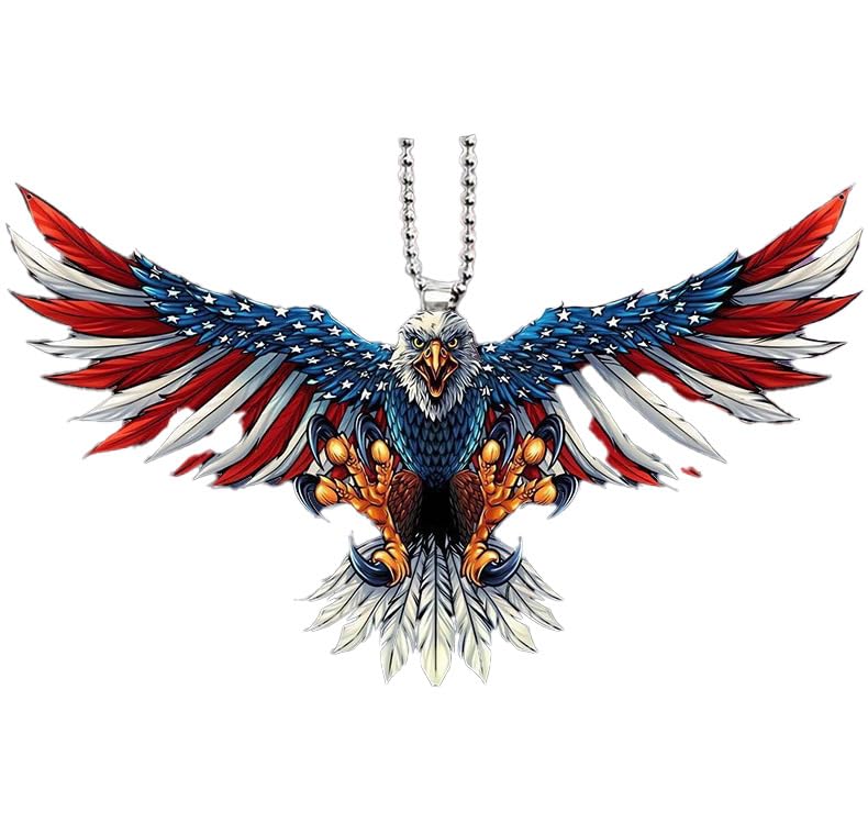 Spiaty American Eagle Car Hanging Ornament for Rear View Mirror, Patriotic Eagle Pendant Car Interior Accessory, Decorative Hanging Charm for Cars, Trucks &... — Spiaty