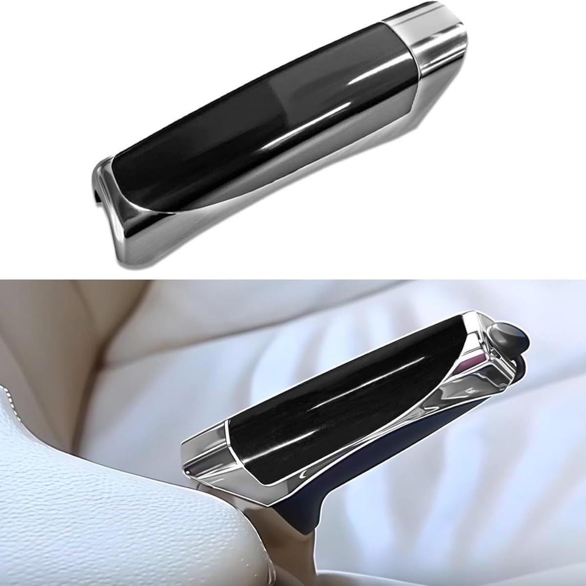 Universal Car Handbrake Cover Protective Sleeve – Premium Black Grain & Chrome Emergency Brake Handle Decoration Wrap, Non-Slip Interior Modification Styling...