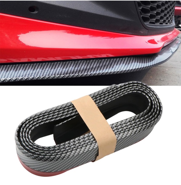 Car Front Bumper Protector Self-Adhesive Auto Splitter Body Spoiler Skirt Rubber Bumper Lip Trim Spoiler 2.5M/8.2ft(Carbon Fiber Black) — Yosh